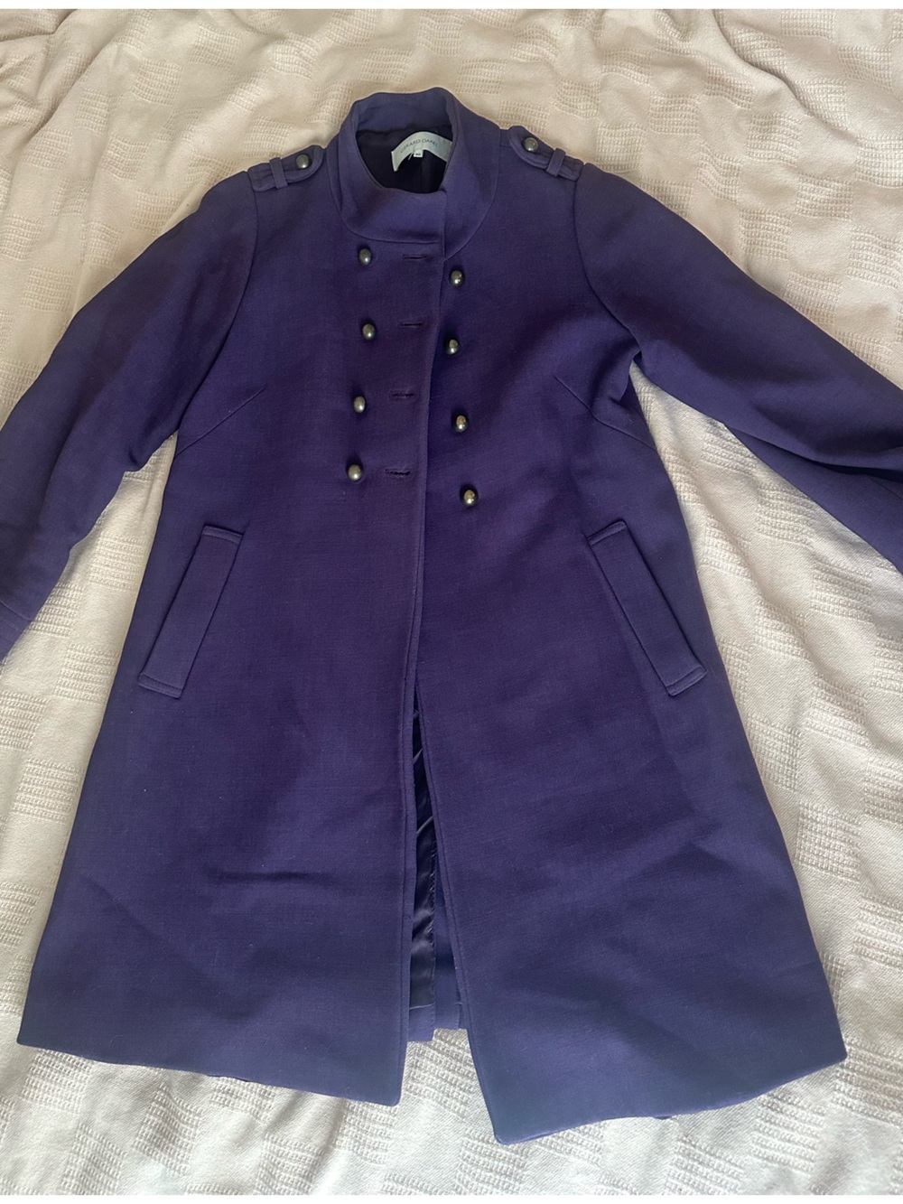 Gerard Darel Purple Military-Style Wool Coat